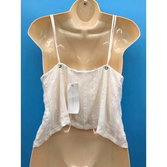 Lush Eyelet Sleeveless Tassel Crop Top Ivory Small NEW - Picture 3 of 6